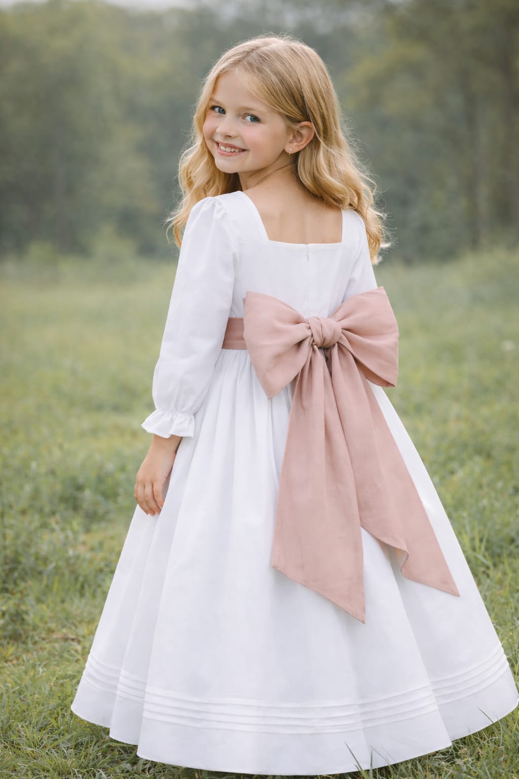Vestido comunhão faixa com renda