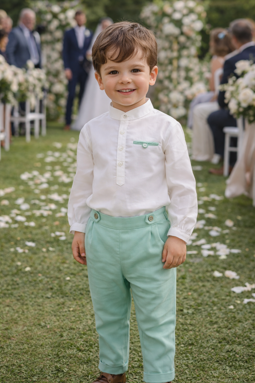 Camisa cerimónia com gola à padre